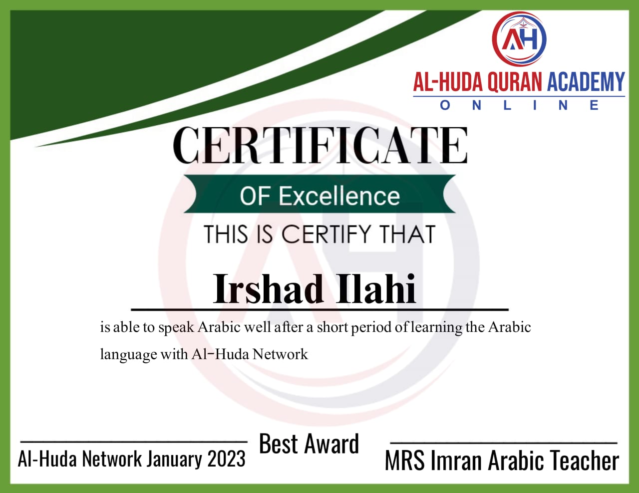 students certificates – Al-Huda Quran Academy Online